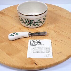 Lenox Dip Bowl w Spreader For the Holidays 804420 Holly Porcelain New in Box